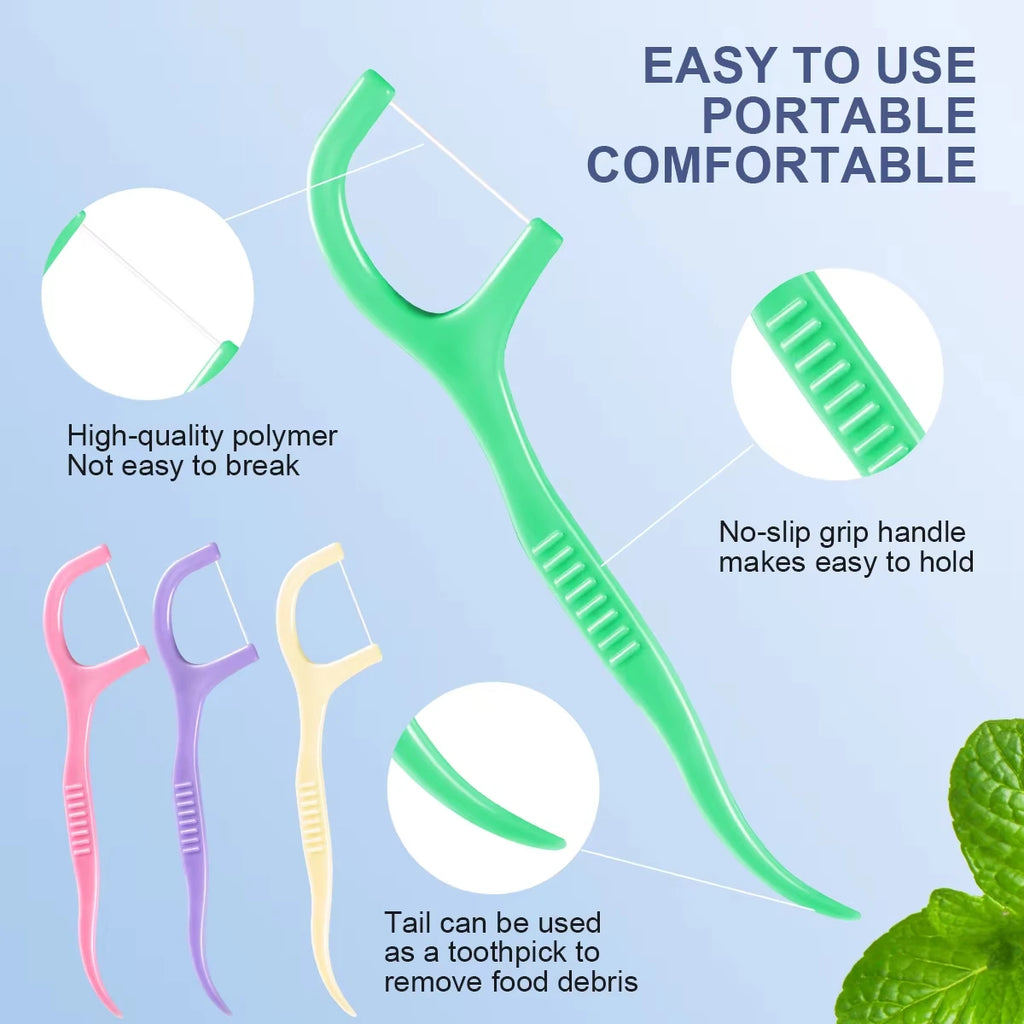 450pcs Mint Flavored Adult Dental Floss Picks Ultra-Fine Flossing Sticks Portable Toothpick Thread for Home And Travel Dental