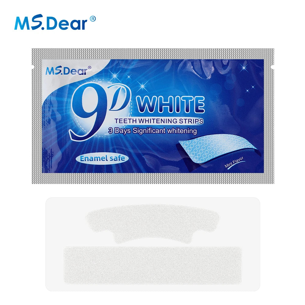 9D Gel White Teeth Cleaning Strips Oral Hygiene Care Double Elastic Teeth Bleaching Strips False Teeth Veneers Tooth Beauty Tool