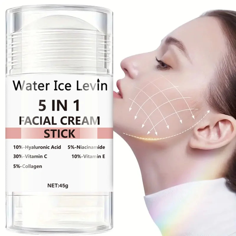 Retinol and Collagen Facial and Neck Care Stick Containing Hyaluronic Acid 5%, Moisturizing and Firming, Locking in Moisture, Day and Night Care, Portable Skin Care