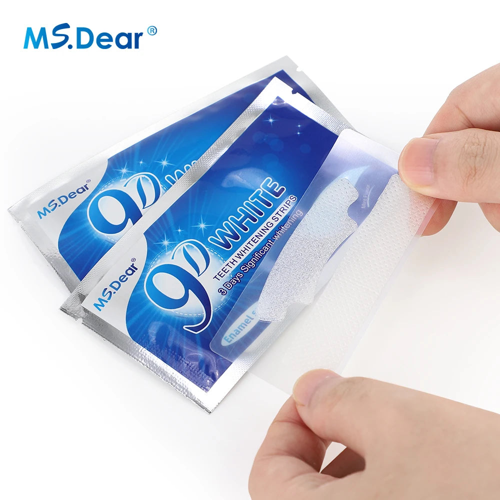 9D Gel White Teeth Cleaning Strips Oral Hygiene Care Double Elastic Teeth Bleaching Strips False Teeth Veneers Tooth Beauty Tool