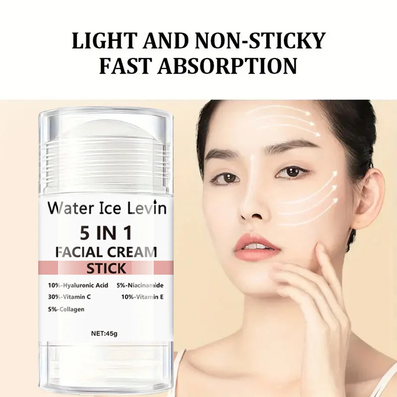 Retinol and Collagen Facial and Neck Care Stick Containing Hyaluronic Acid 5%, Moisturizing and Firming, Locking in Moisture, Day and Night Care, Portable Skin Care
