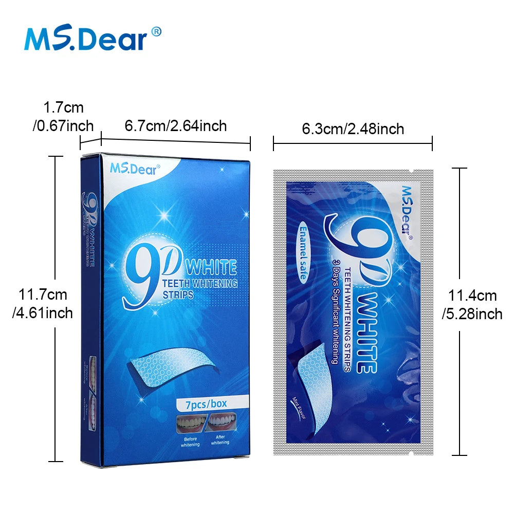 9D Gel White Teeth Cleaning Strips Oral Hygiene Care Double Elastic Teeth Bleaching Strips False Teeth Veneers Tooth Beauty Tool
