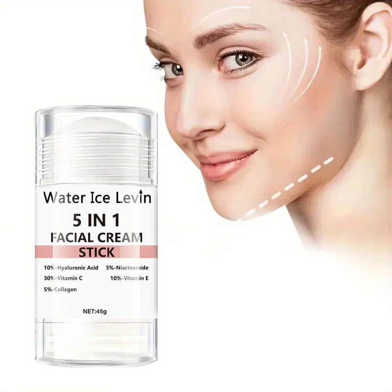 Retinol and Collagen Facial and Neck Care Stick Containing Hyaluronic Acid 5%, Moisturizing and Firming, Locking in Moisture, Day and Night Care, Portable Skin Care