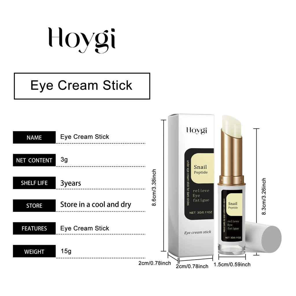Snail Mucin Eye Cream Stick W-rinkle Removing Lightening Dark Circle Remove Eye Bag Anti-Puffiness Firming Fade Fine Lines