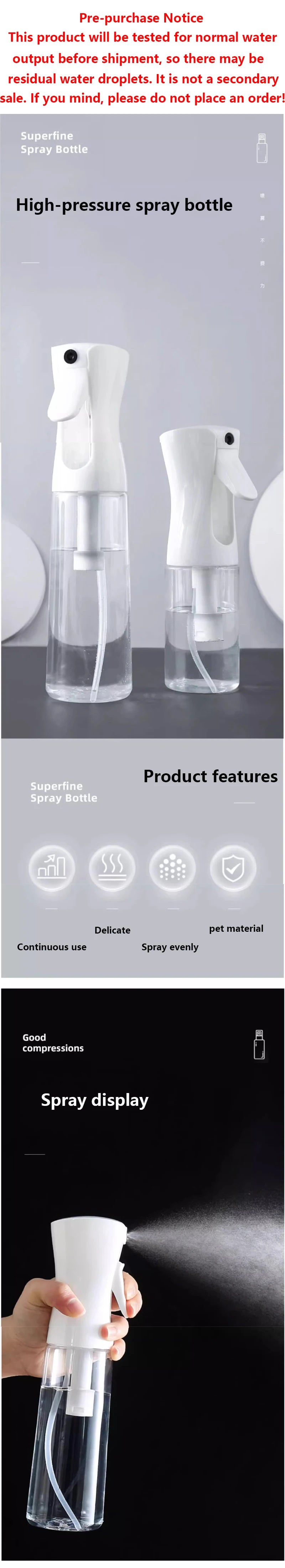 200/300/500ml High Pressure Spray Bottles Refillable Bottles Continuous Mist Watering Can Automatic Salon Barber Water Sprayer