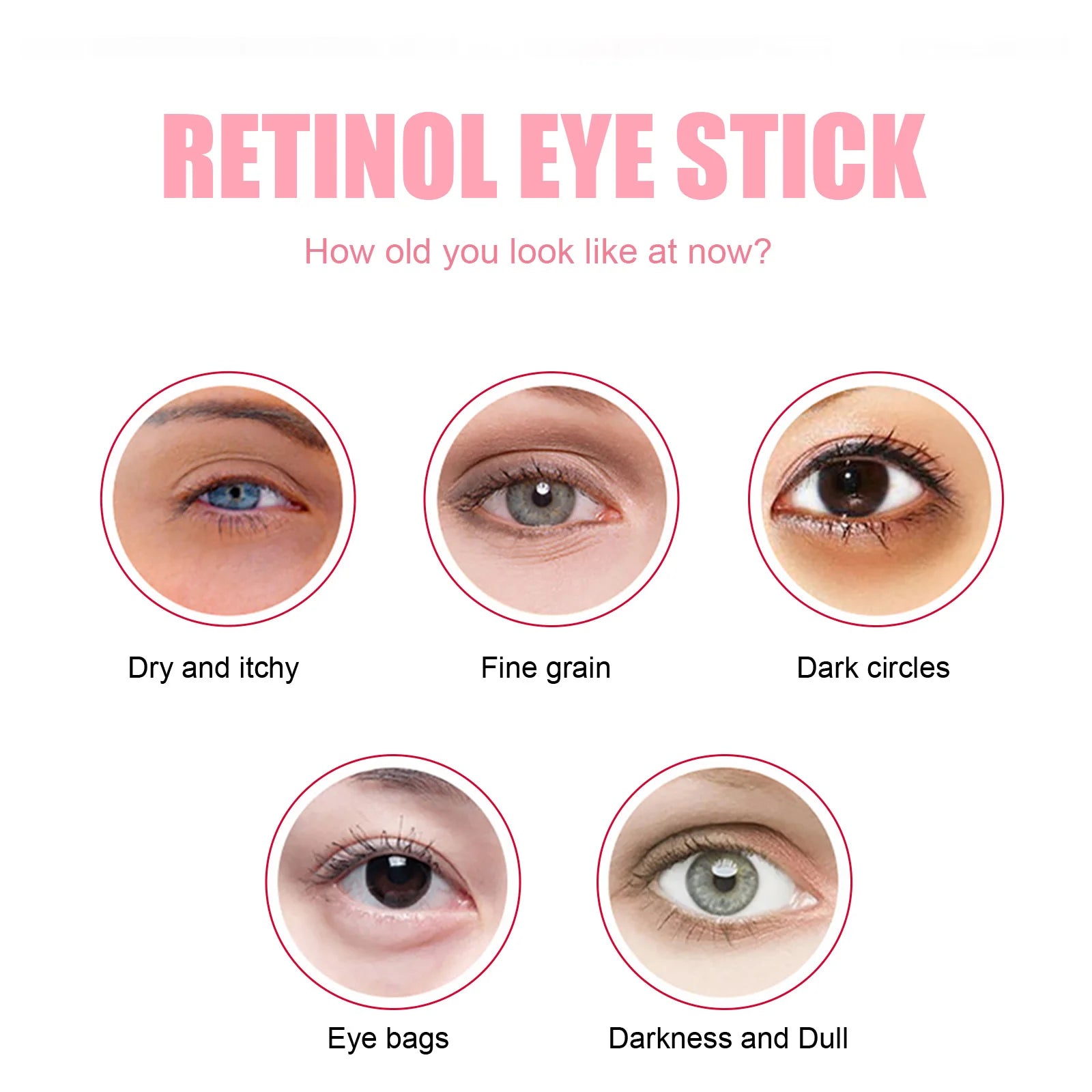 Retinol Eye Cream Stick Collagen Fade Fine Lines Wrinkle Lightening Dark Circles Firming Eye Bags Puffiness Moisturizing Eye Cre